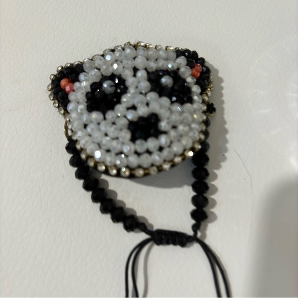 Glass faceted beaded rhinestone trim felt back tassel bracet - Picture 5 of 7